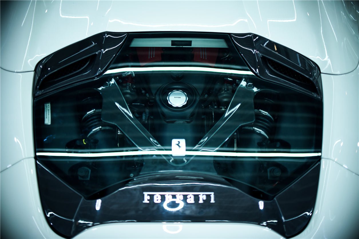 2015 - 2020 Ferrari 488 Spyder Dry Carbon Fiber Engine Hood With Glass